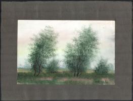 Bakonyi Gy. jelzéssel: Facsoport. Akvarell, papír, papírra kasírozva. 19,5x25 cm