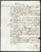 1834 Gyónra küldött levél a pesti vármegyei főpénztári segédtől, a levélen a kézbesítéssel, a levél továbíbtására vonatkozó, kézzel írt utasítások