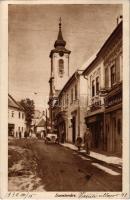 1930 Szentendre, utca, templom, Jászay cukrászda, hölgy fodrász üzlete