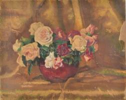 Jelzés nélkül: Rózsák. Akvarell, papír. Sérült. Kartonra kasírozva. 48x60 cm