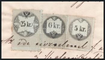 1863 Pincehely, kérelem házassági engedélyhez 25+6+5 kr okmánybélyeggel