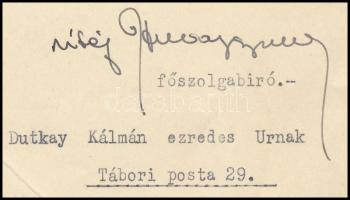 1940 Ózd, vitéz Hubay Gyula főszolgabíró levele Dutkay Kálmán ezredesnek, saját kezű aláírásával