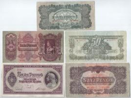 1930. 100P csillagos sorszám + 1944. 20P + 50P + 100P "A Vöröshadsereg Parancsnoksága" + 1945. 100P T:III,III-