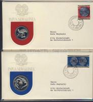 Pápua Új-Guinea 1975. 1t, 2t, 5t, 10t, 20t, 1K forgalmi sor, különálló érmés-bélyeges borítékokon, d...
