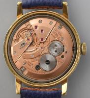 Omega mechanikus férfi karóra, 1950 körül, bőr szíjjal, működik, d:37mm