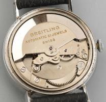Breitling férfi automata karóra, bőr szíjjal, működik, d:35mm Breitling dobozban,