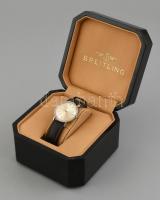 Breitling férfi automata karóra, bőr szíjjal, működik, d:35mm Breitling dobozban,