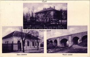 1937 Szob, elemi fiú iskola, Vasúti viadukt, Gregersen nyaraló (EK)