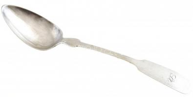 Ezüst (Ag) Teás kanál 6db, monogrammos, horpadásokkal, jelzett, h:18cm, nettó:98g