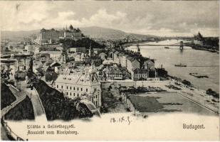 Budapest I. Kilátás a Gellérthegyről, Tabán, Döbrentei tér, piac. Divald Károly 575.