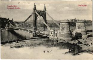 Budapest, Erzsébet híd, pesti rakpart. Divald Károly 558.