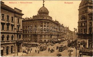 1912 Budapest VIII. Rákóczi út, villamos, gyógyszertár