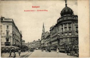 1913 Budapest VIII. Erzsébet körút, villamos, Takarékpénztár, fogorvos (fl)