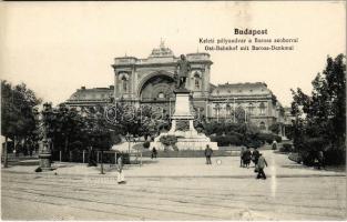 Budapest VII. Keleti pályaudvar, vasútállomás, Baross szobor (EK)