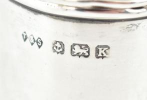 Ezüst (Ag) mustártartó és só és bors szórór, jelzett, angol, nettó:45g, m:6cm