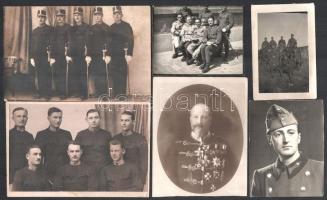 cca 1900-1947 9 db katonai fotó, vegyes méretben