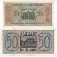 Német Harmadik Birodalom / Német megszállt területek 1940-1945. 20M + 50M T:III,III-
German Third R...