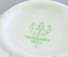 Hollóházi pálinkás készlez dobozban, matricás porcelán, jelzett, hibátlan