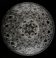 Üveg kínáló tál. Formába préselt hibátlan d: 26 cm