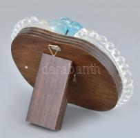 Muránói asztali kitámasztós tükör, jelzés nélkül, kopott, 13x15cm