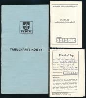 1971 Tanulmányi Könyv a Városi Tömegközlekedési Forgalmi Tisztképző Iskola hallgatói részére + 2 db igazolvány