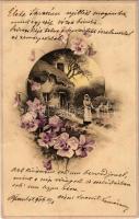 1906 Dombornyomott virág / Embossed flower. Meissner & Buch Künstler-Postkarten Serie 1371. Wo Blumen blühn litho (szakadás / tear)