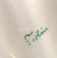 Herendi porcleán kagyló formájú, virág mintás tál. Kézzel festett, jelzett, hibátlan 22x24 cm