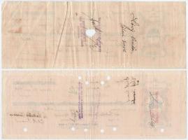 1910-1939. 15db-os csekk- és kötelezvénytétel, közte 1db csehszlovák, 1db kitöltetlen és 4db lyukasz...