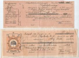 1910-1939. 15db-os csekk- és kötelezvénytétel, közte 1db csehszlovák, 1db kitöltetlen és 4db lyukasz...