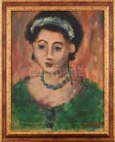 Czobel jelzéssel: Női portré. Olaj, vászon, kissé sérült. Dekoratív fa keretben. 48x37,5 cm