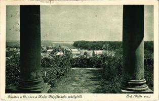 1943 Érd, Kilátás a Dunára a KALOT (Katolikus Agrárifjúsági Legényegyletek Országos Testülete) Népfőiskola erkélyéről. Foto Orelly (szakadás / tear)