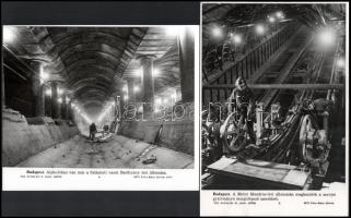 cca 1965 Az M2-es metró építéséről készült 4 db MTI fotó, 20×24 cm