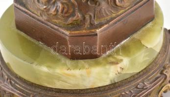 Szűz Mária, patinázott bronz, ónix és bronz talapzaton, kopottt, jelzés nélkül, m: 27cm