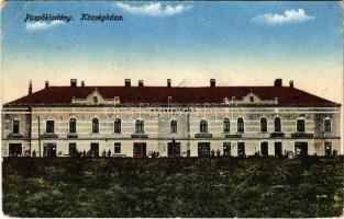 1916 Püspökladány, Községháza, üzletek. Szücs Lászlóné kiadása (r)