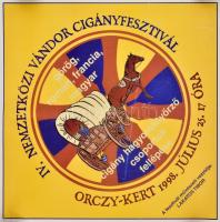 1998 IV. Nemzetközi Vándor Cigányfesztivál plakát, feltekerve, középen kisebb folt, 42x42 cm