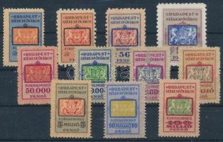 1944-1945 Budapest székesfőváros 11 db klf inflációs forgalmiadó bélyeg