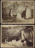 1887 Dobsinai-jégbarlang, pinceajtó, 3gb keményhátú fotó, ifj. Divald Károly, Igló, hátoldalon feliratozva, 11×16 cm