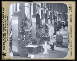 cca 1920-1930 Philadelphia, government Coining Presses, Keystone View Company üvegdia, 8×10 cm