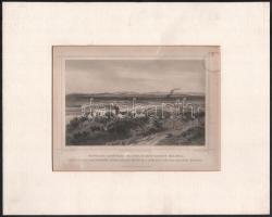 cca 1850 Ludwig Rohbock (1820-1883) - Fesca: Vágvölgye Lipótvára, Galgóc, Gróf Erdődy várával, acélmetszet, foltos, paszpartuban, 13,5×19 cm