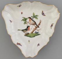 Herendi Rothschild mintás porcelán tál, kézzel festett, jelzett, kopásnyomokkal, lepattanással, 25×2...