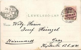 1897 (Vorläufer) Szombathely, Steinamanger; Székesegyház, Fő tér, Vármegyeház, színház, városháza. Ö...