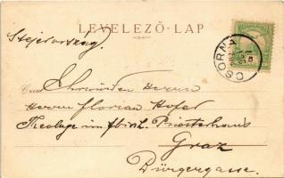 1902 Csorna, Szent István tér, Pályaudvar, vasútállomás, gőzmozdony, Sugás lak, villa. Martincsevics...