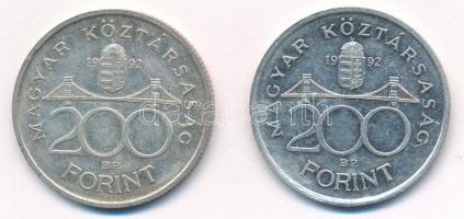 1992. 200Ft Ag "MNB" (2x) T:2 patina Adamo F13