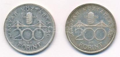 1992. 200Ft Ag "MNB" (2x) T:1-,2 patina Adamo F13
