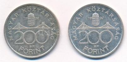 1992. 200Ft Ag "MNB" (2x) T:1-,2 patina Adamo F13
