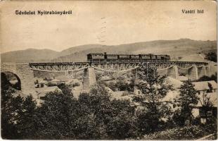 1932 Nyitrabánya, Handlová, Krickerhau; Vasúti híd vonattal / railway bridge with train (EB)