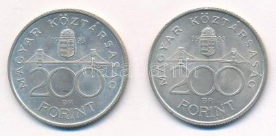 1993. 200Ft Ag "MNB" (2x) T:1- Adamo F13