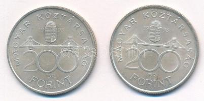 1993. 200Ft Ag "MNB" (2x) T:1- Adamo F13