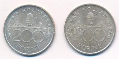 1993. 200Ft Ag "MNB" (2x) T:1- Adamo F13