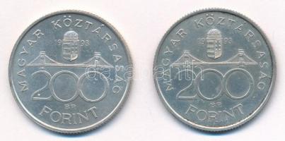 1993. 200Ft Ag "MNB" (2x) T:1- Adamo F13